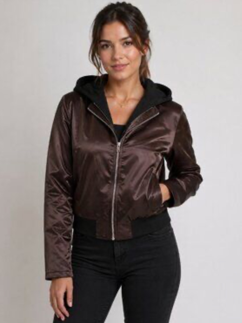 A.L.C. Edison Bordeaux Brown/Black Full Zip Bomber Jacket NWOT Size XS